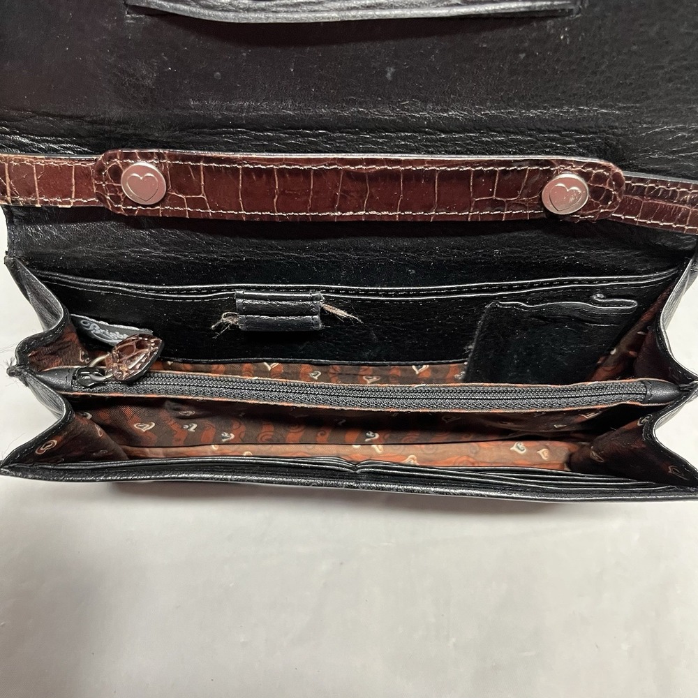 Brighton Brown & Black Croc Leather Crossbody-Shoulder Bag - Picture 12 of 13